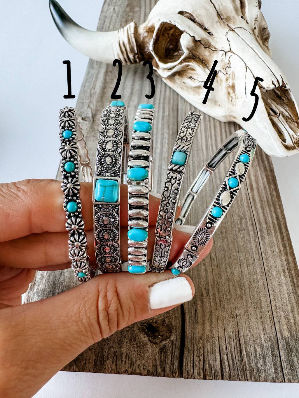 Western Turquoise Stone Stretch Bracelet